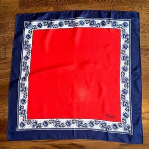 Vintage 70s‎ Paoli red, white & blue polyester scarf with floral border